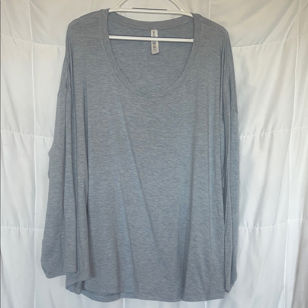 Athleta Women’s Plus Size Scoop Neck Long Sleeve Loungewear Top 3X Blue Gray